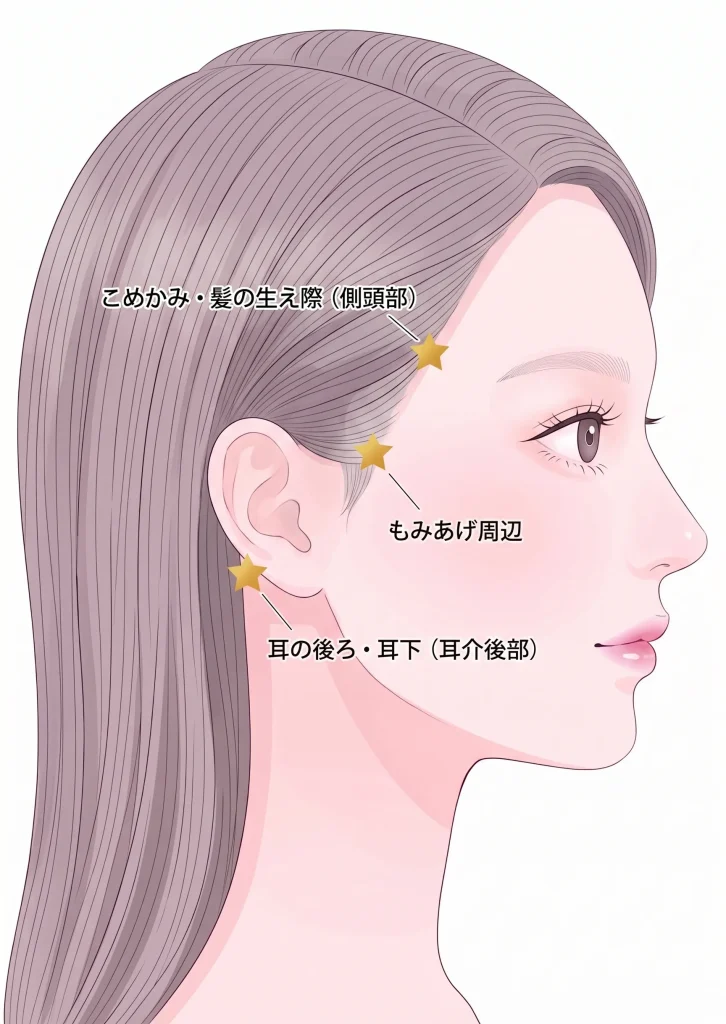 eクリニック東京院の糸リフトの挿入箇所